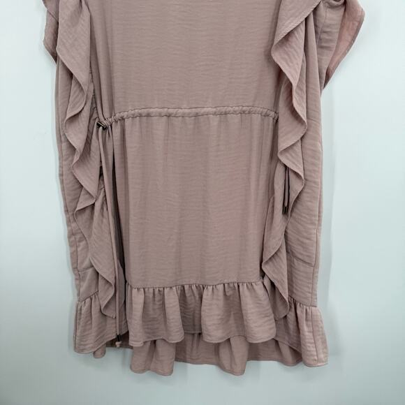 Sabina musayev Ruffled Pink mini Dress Short sleeve tie waist small sundress S - Picture 4 of 7